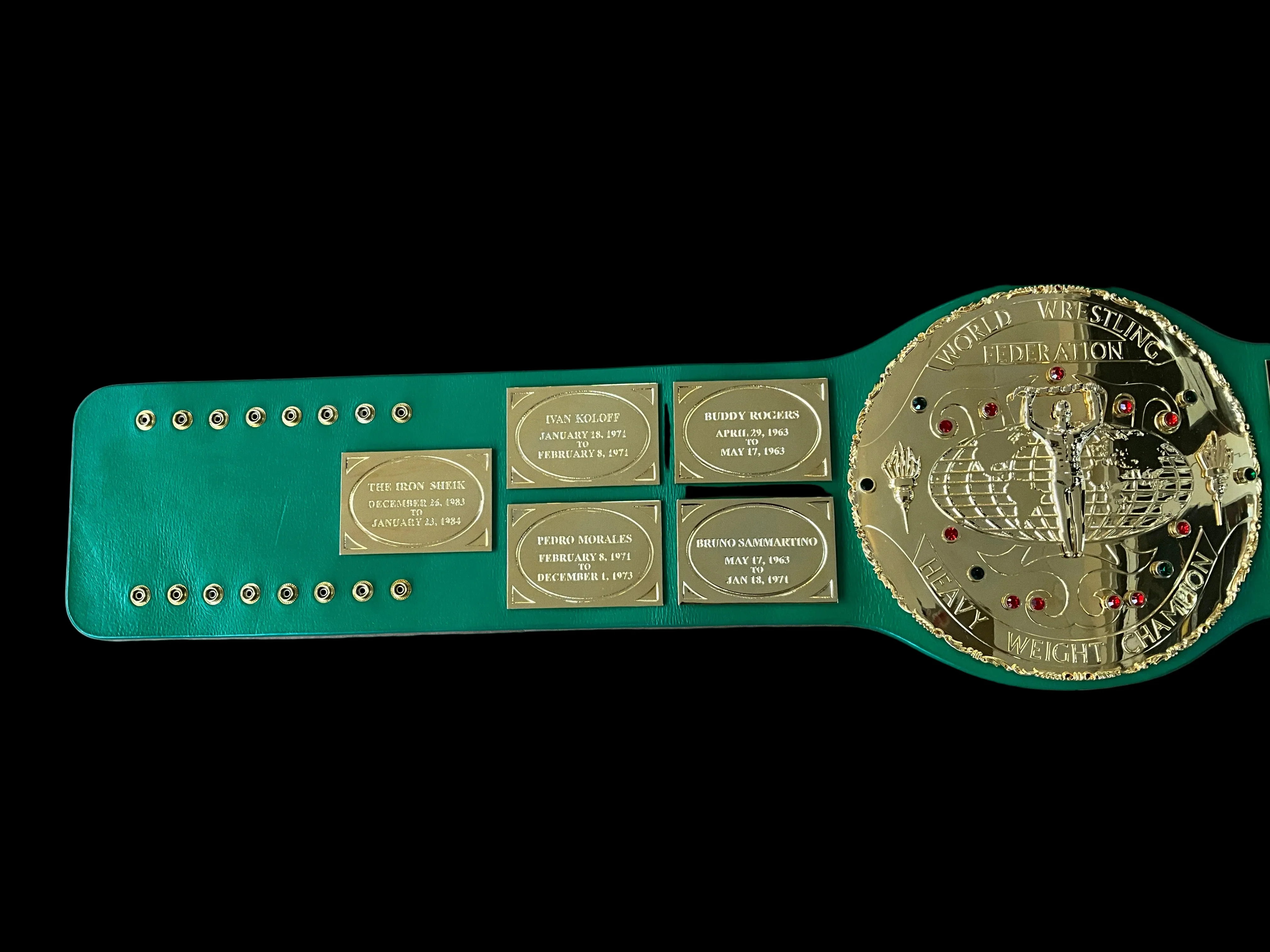 24k Multi Layer WWF Big Green Replica Title Belt Unsigned - Image 3