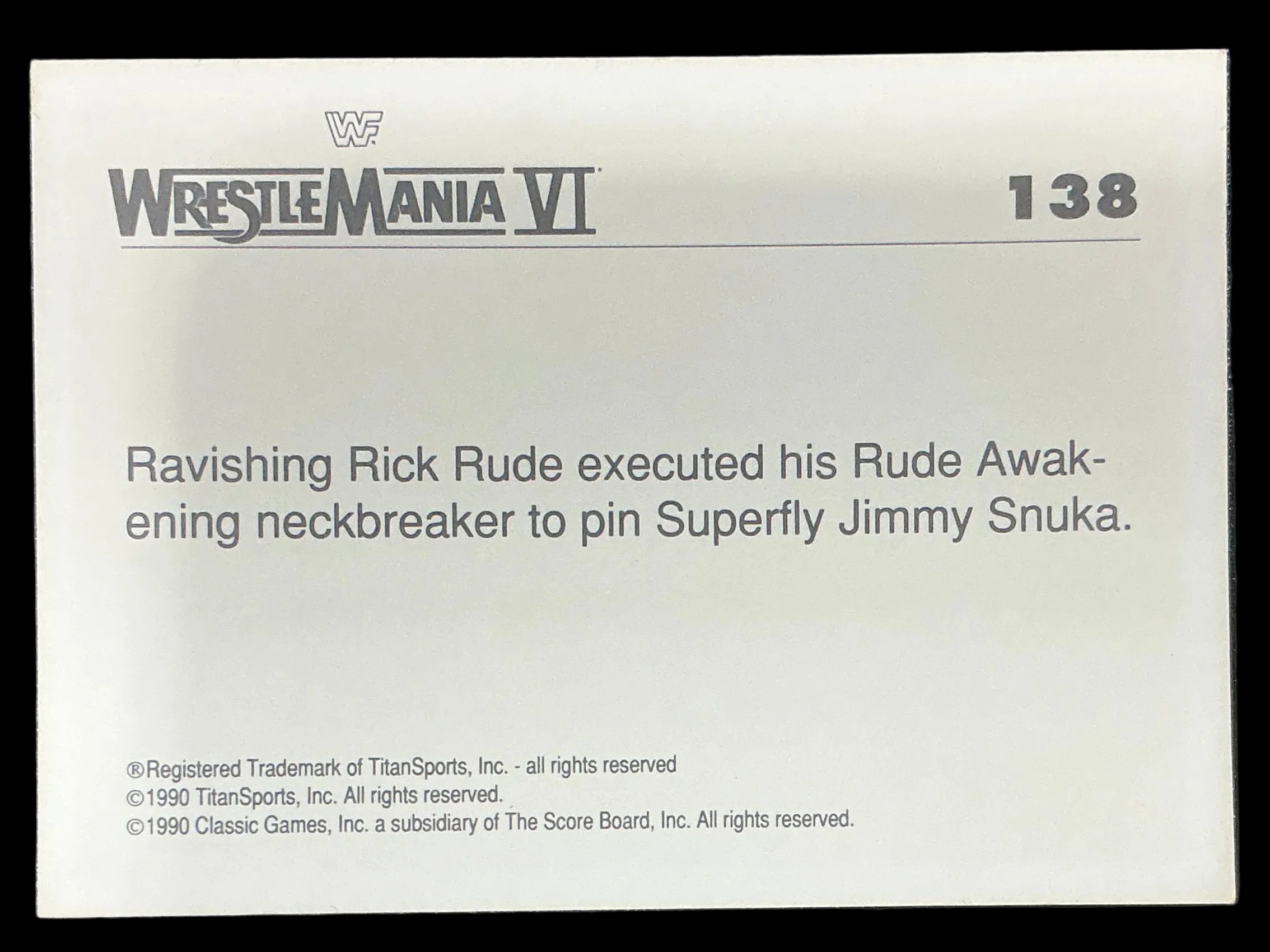 Classic WWF WrestleMania VI #138 Trading Card - Image 2