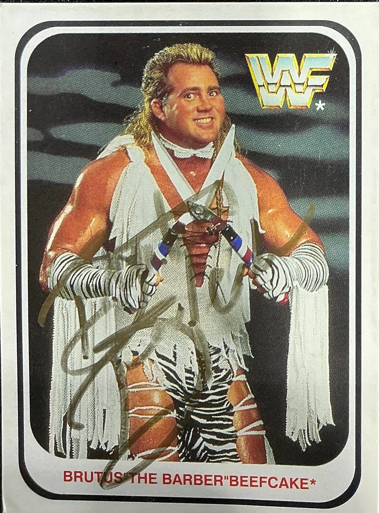 Consignment SR - Brutus The Barber Beefcake Signed WWF Merlin Trading Card 31/150