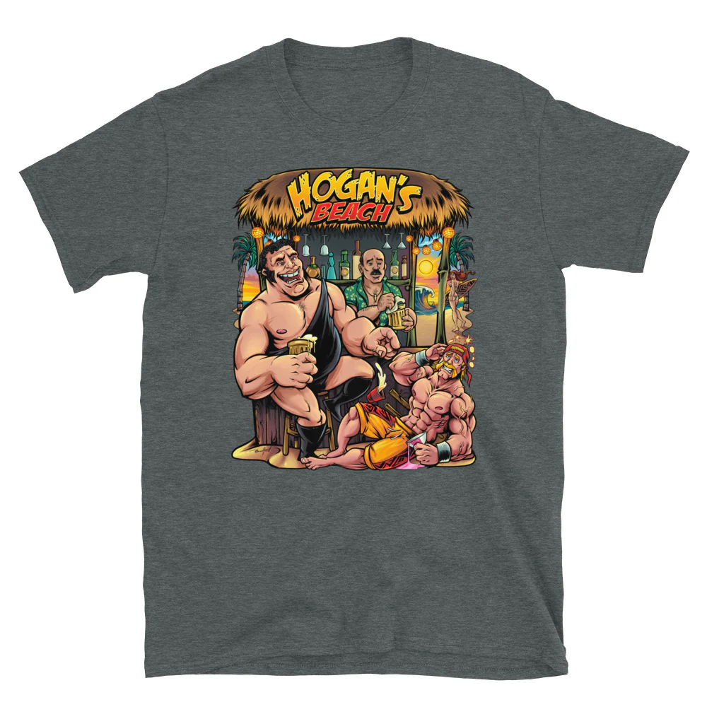 Hogan's Beach Shop Andre and Hulk Hogan Short-Sleeve Unisex T-Shirt - Image 4