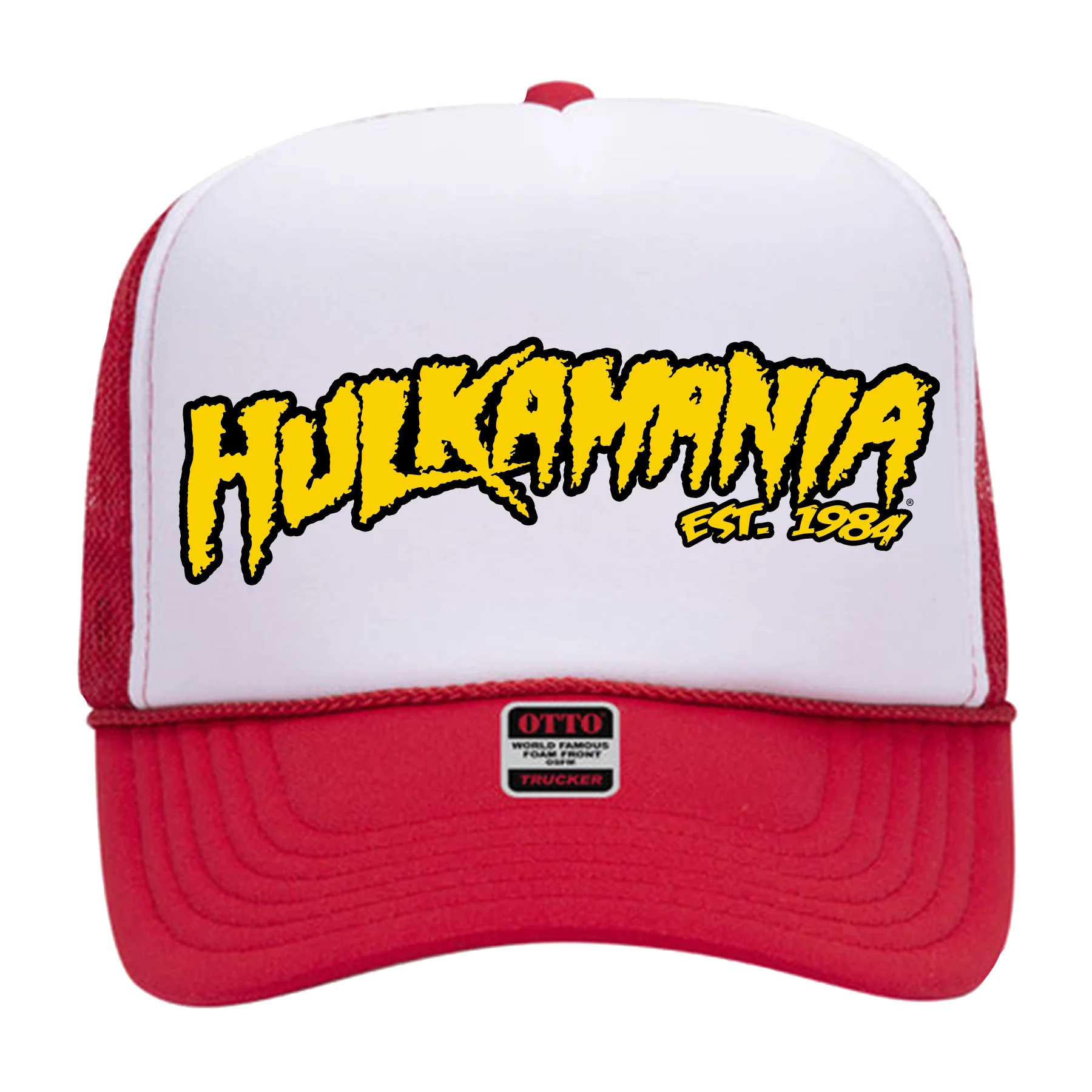 Red/White Hulkamania Yellow/Black Letters Trucker Hat