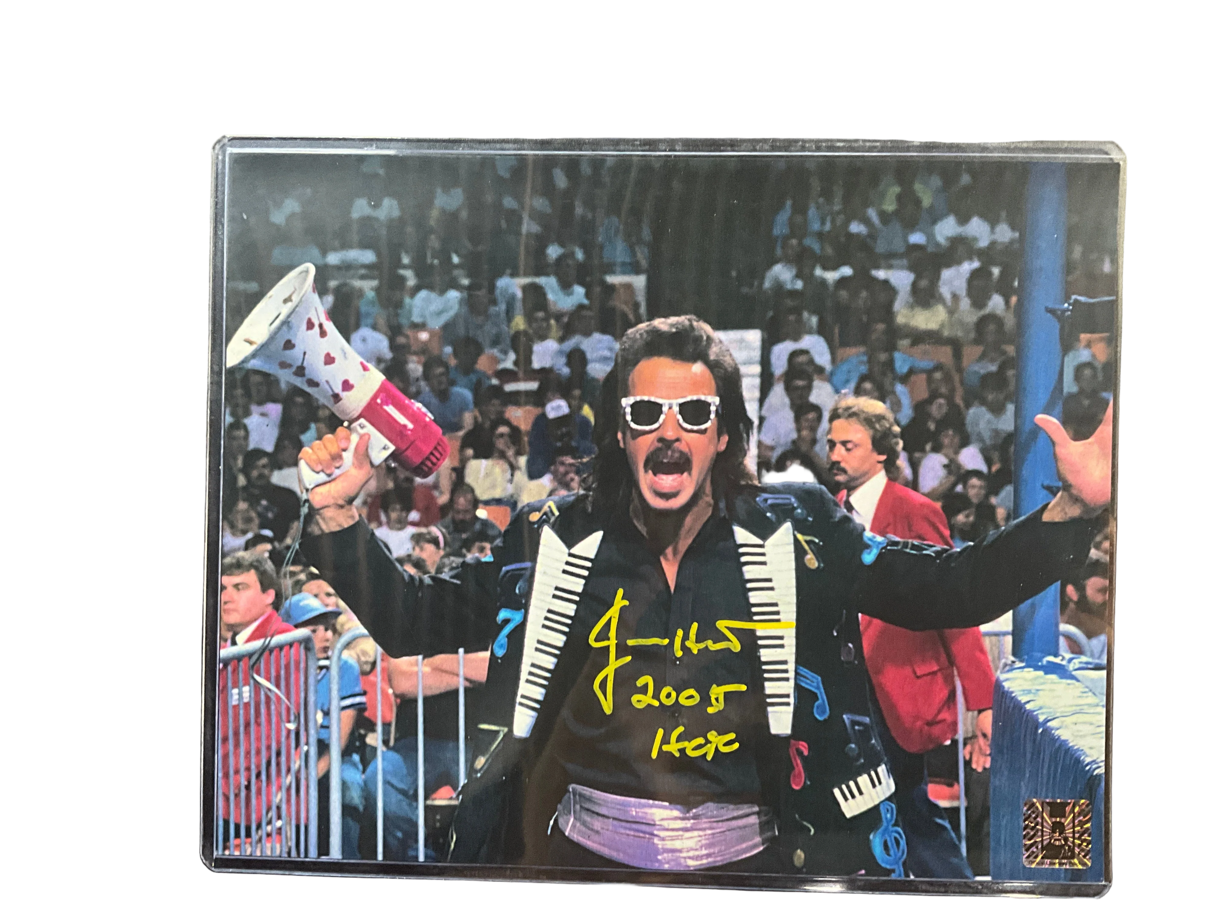 Jimmy Hart Arms Up Piano Jacket Autographed 8x10 Photo