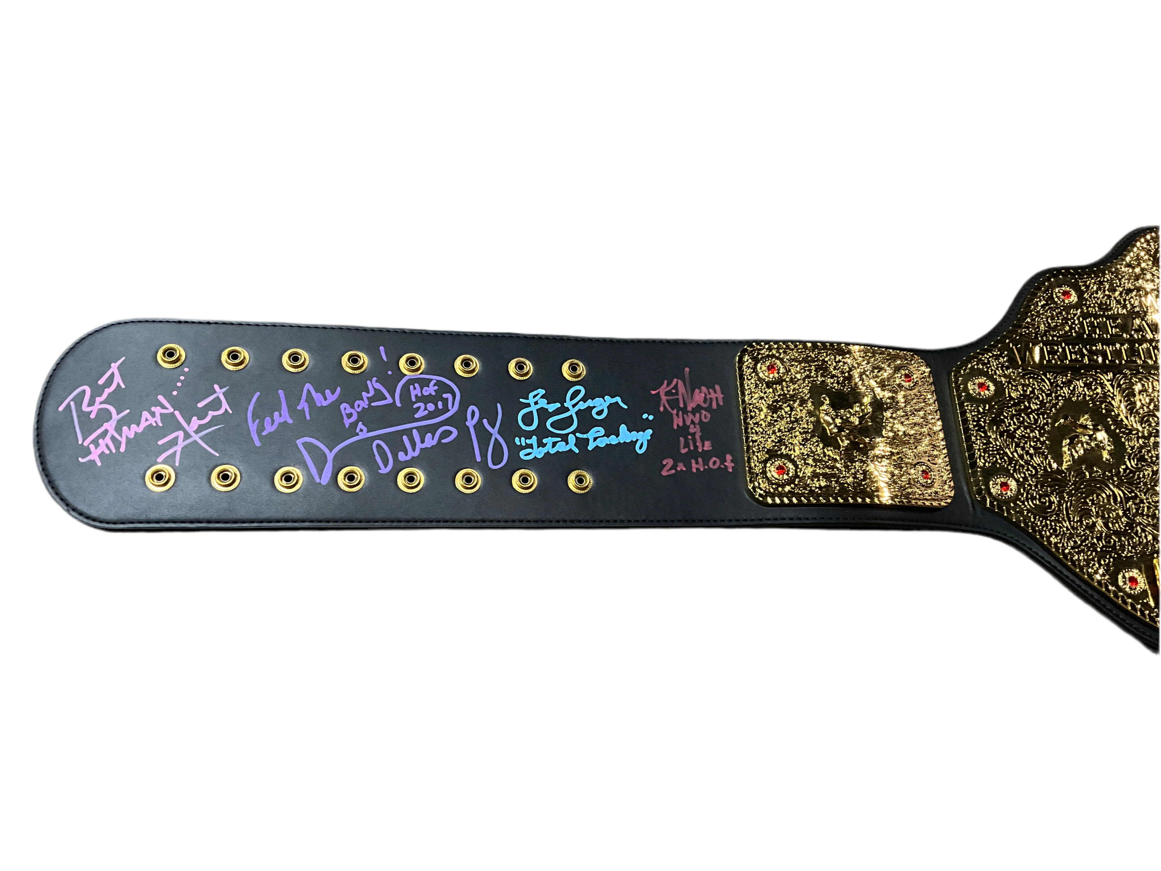 Official WWE Big Gold Replica Belt Multi Signed - Image 2