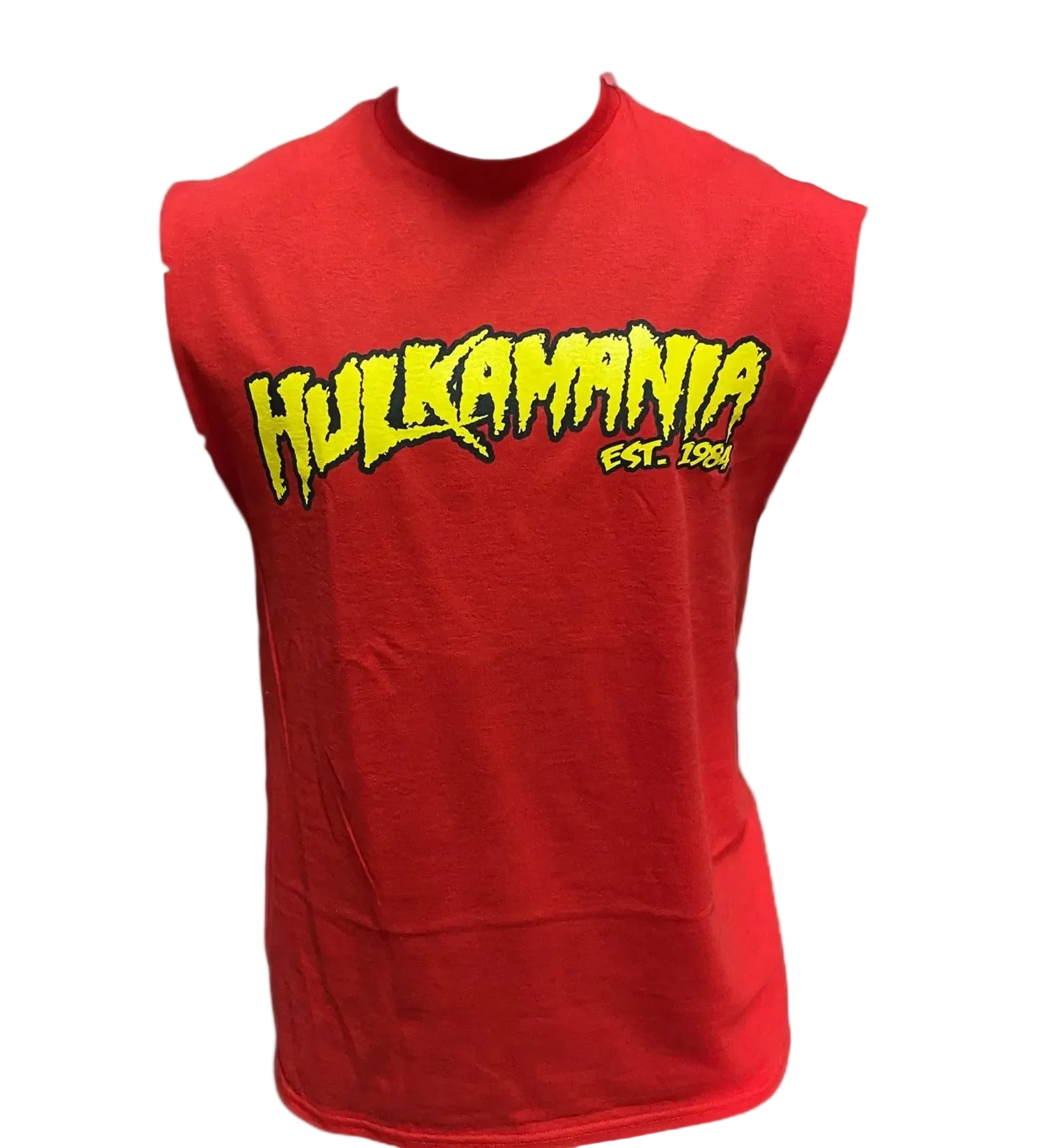 Sleeveless Red Hulkamania Cut Off Adult Tank Top