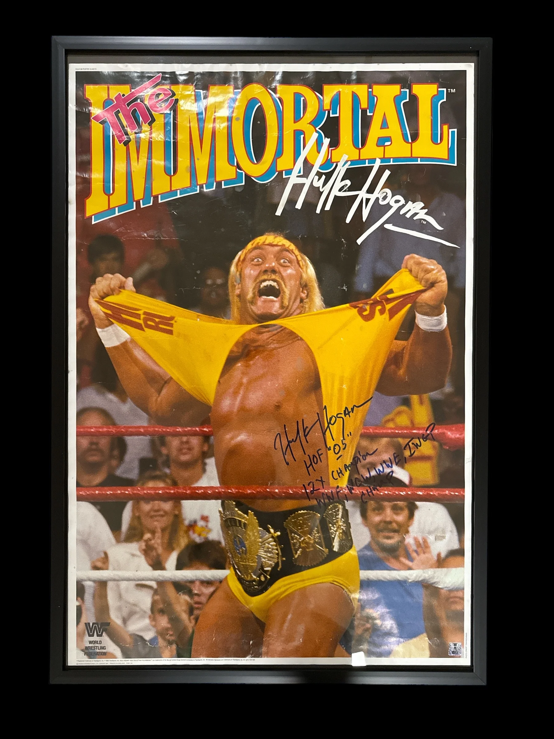 The Immortal Hulk Hogan Original WWF Signed 23x35 Poster (Slight Hurricane Damage) does not come with frame - Image 2
