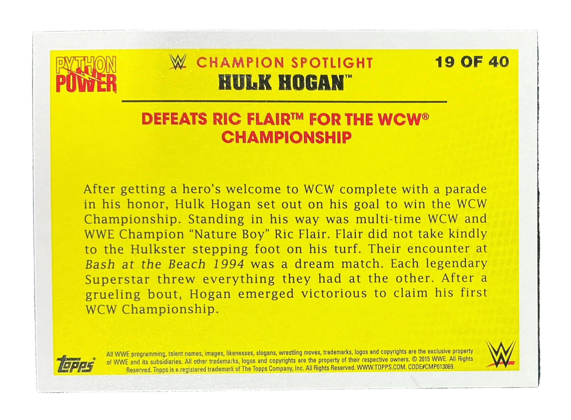 Topps Python Power Hulk Hogan 19 of 40 Trading Card - Image 2
