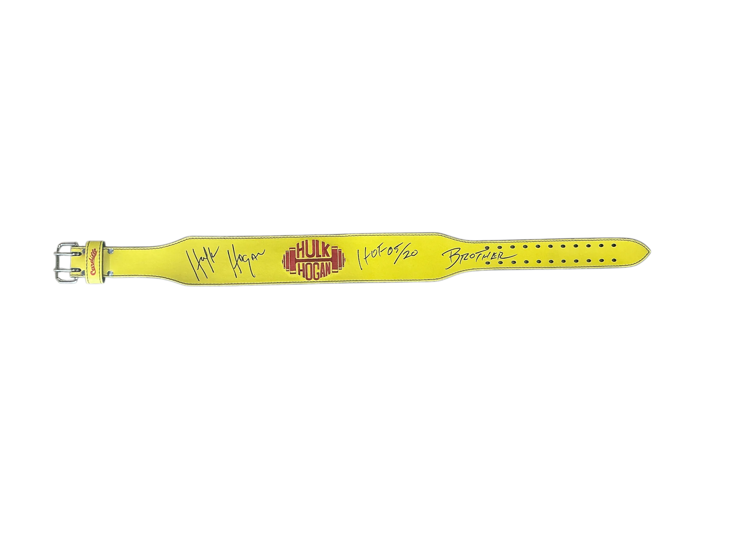 Yellow Hulk Hogan Dumbell Cardillo Weight Belt Signed